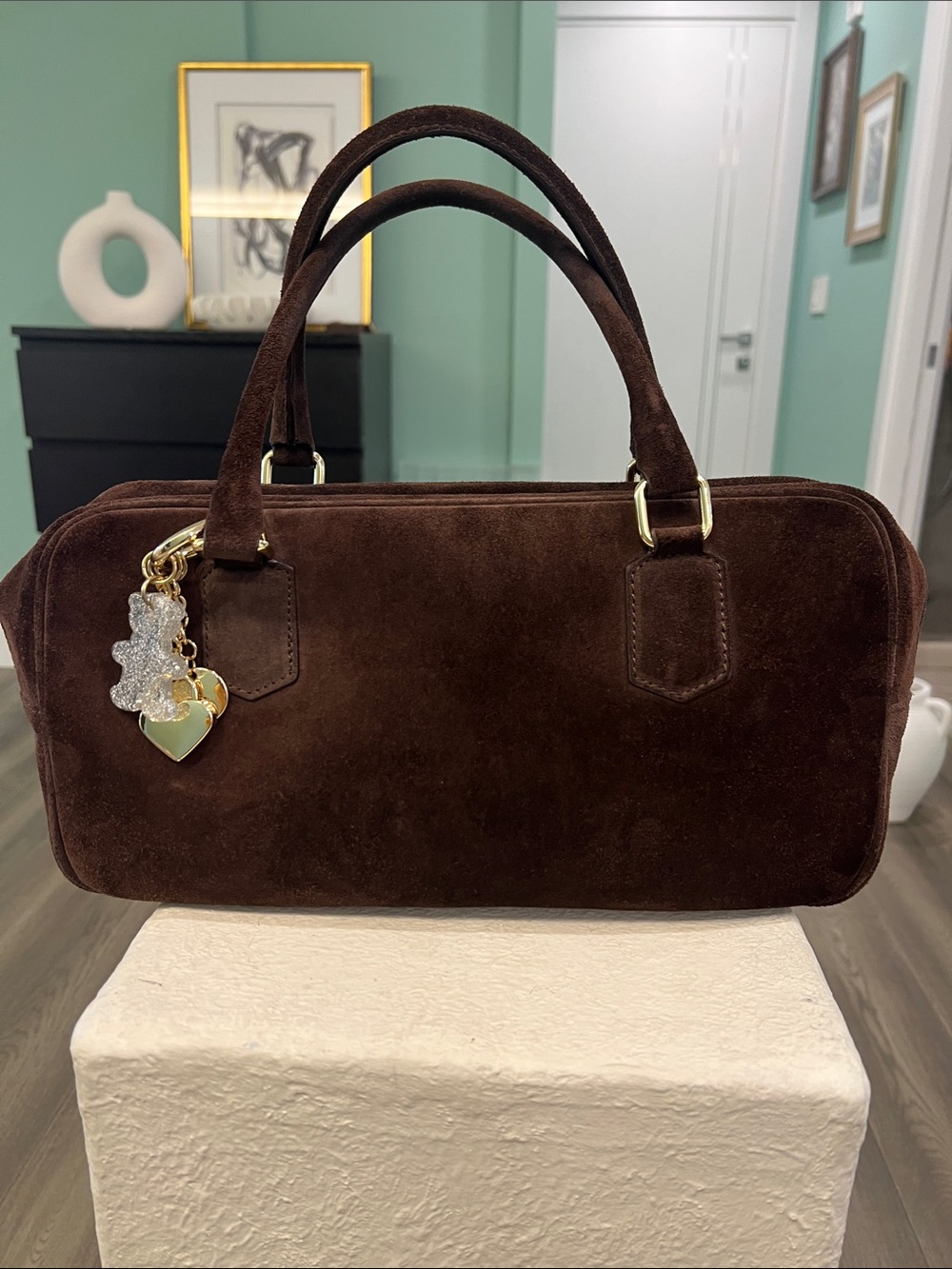 Classic Brown Suede Top-Handle Women’s Bag
